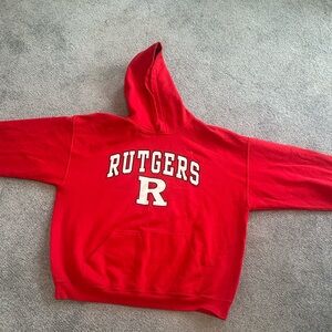 Rutgers Red Hoodie with White Lettering
